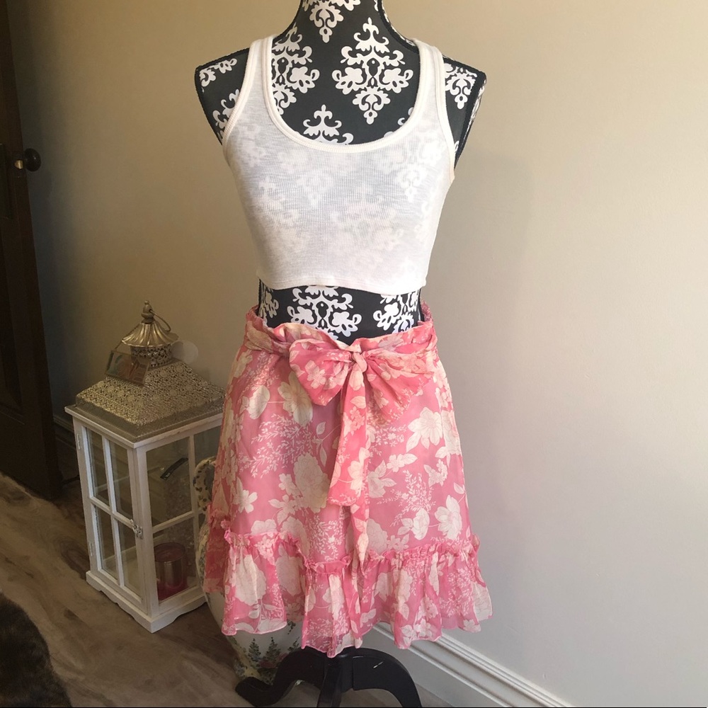 ❤️BNWT❤️ JOIE Pink Ivory Silk Vintage Floral Skirt - Picture 2 of 16